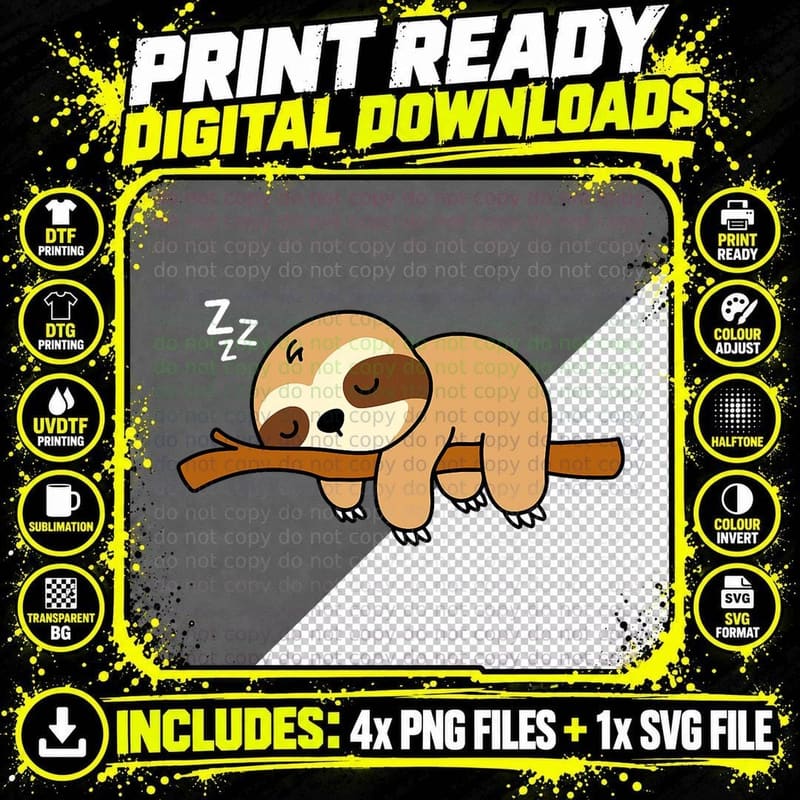 Adorable Animal Graphic Funny Nap Tired Sleeping Cute Png SVG Digital Bundle