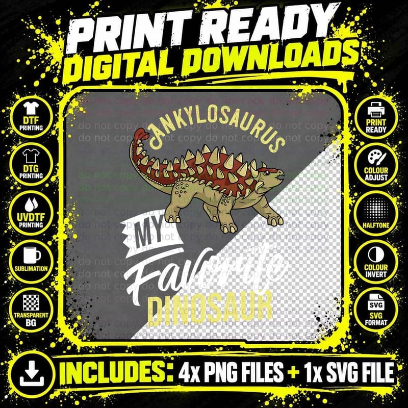 Ankylosaurus Dinosaur Gift Dino Fossil T-Shirt Png SVG Digital Bundle