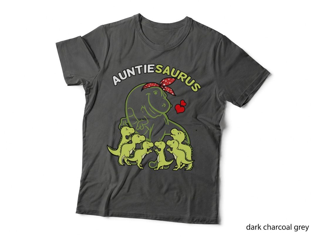 Auntiesaurus Auntie 6 Kids Dinosaur Family Day T-Shirt