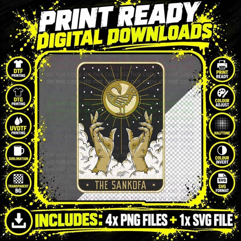 Awesome Tarot Card the Sankofa Bird for an Adinkra Art Png SVG Digital Bundle