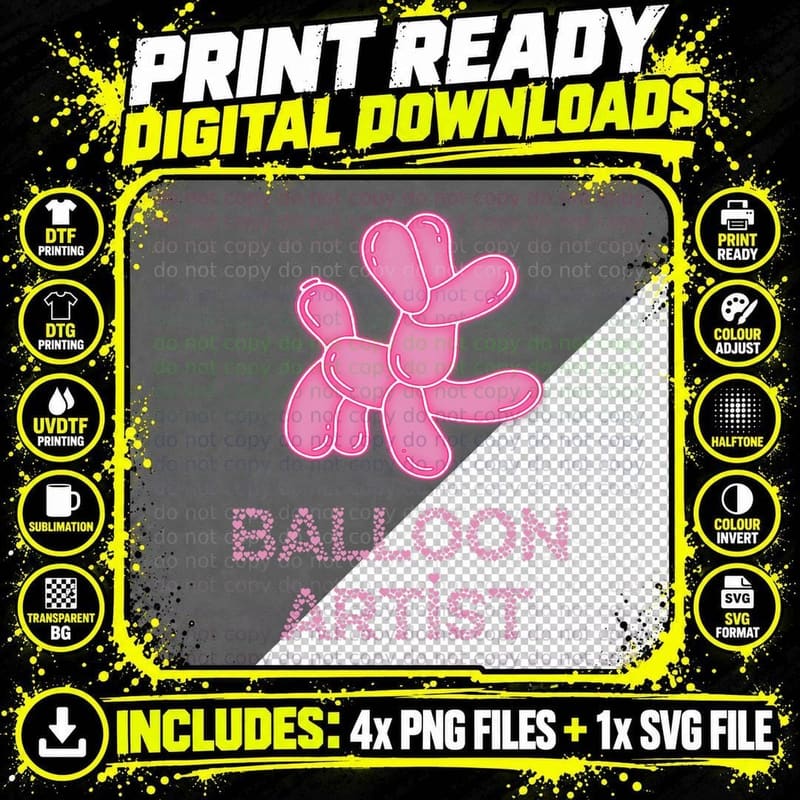 Balloon Artist Balloon Animal Balloon Twisting Balloon Png SVG Digital Bundle