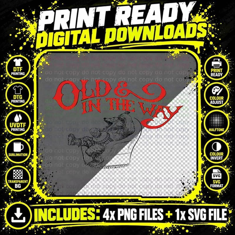 Banjo Bear Old in the Way T-Shirt Png SVG Digital Bundle