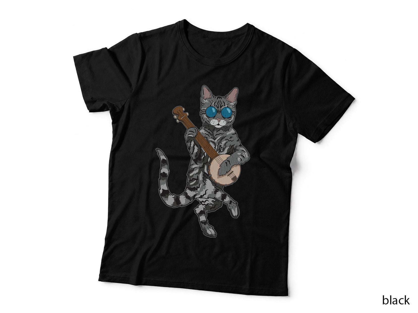Banjo Cat Funny Retro Style Bluegrass & Tabby Feline Lover T-Shirt
