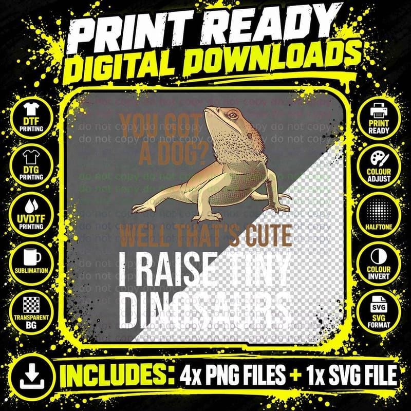 Bearded Dragon Gift Men Women Funny I Raise Tiny Png SVG Digital Bundle