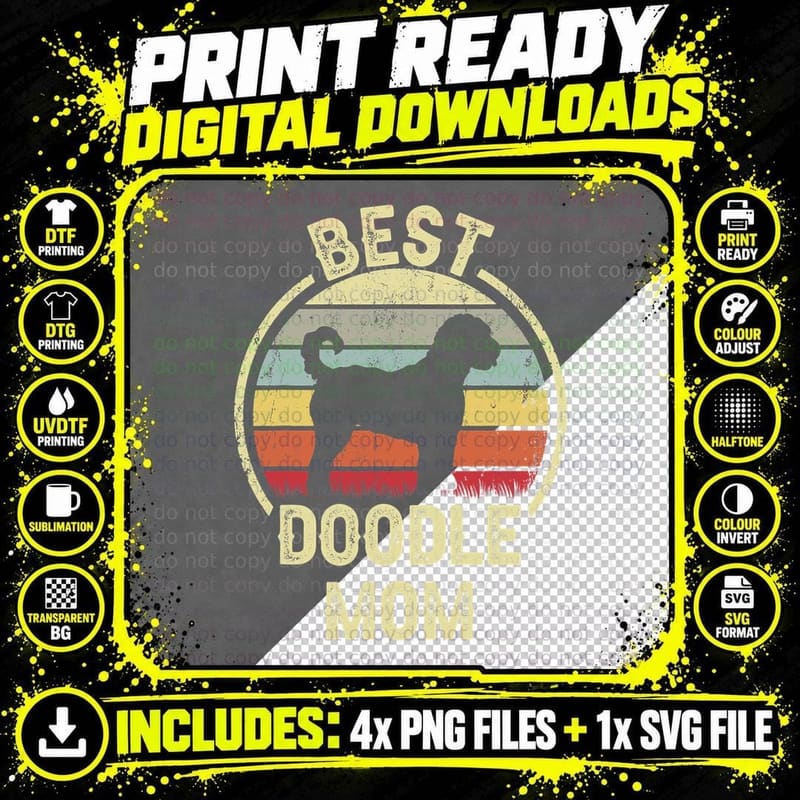 Best Dog Mother Mom - Vintage Goldendoodle Doodle T-Shirt Png SVG Digital Bundle
