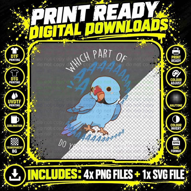 Blue Indian Ringneck Parrot Aaa, Funny Cute Pet Bird Mom Png SVG Digital Bundle