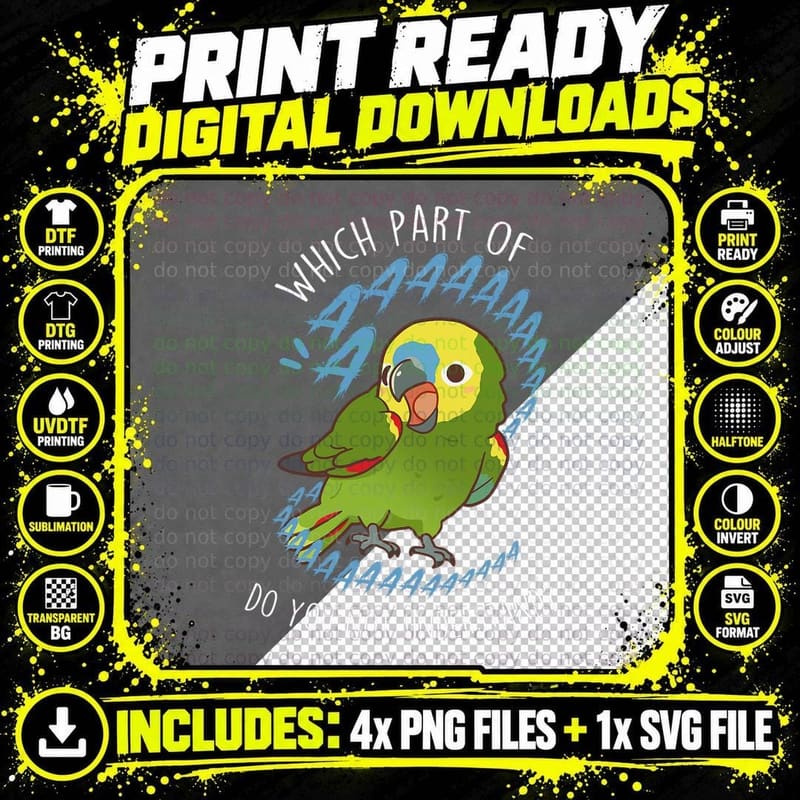Blue-Fronted Amazon Parrot Aaaa, Funny Cute Pet Bird Mom Png SVG Digital Bundle