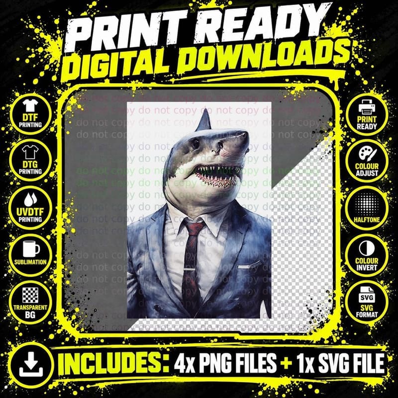 Business Shark Greed Money Corporations Great White Png SVG Digital Bundle