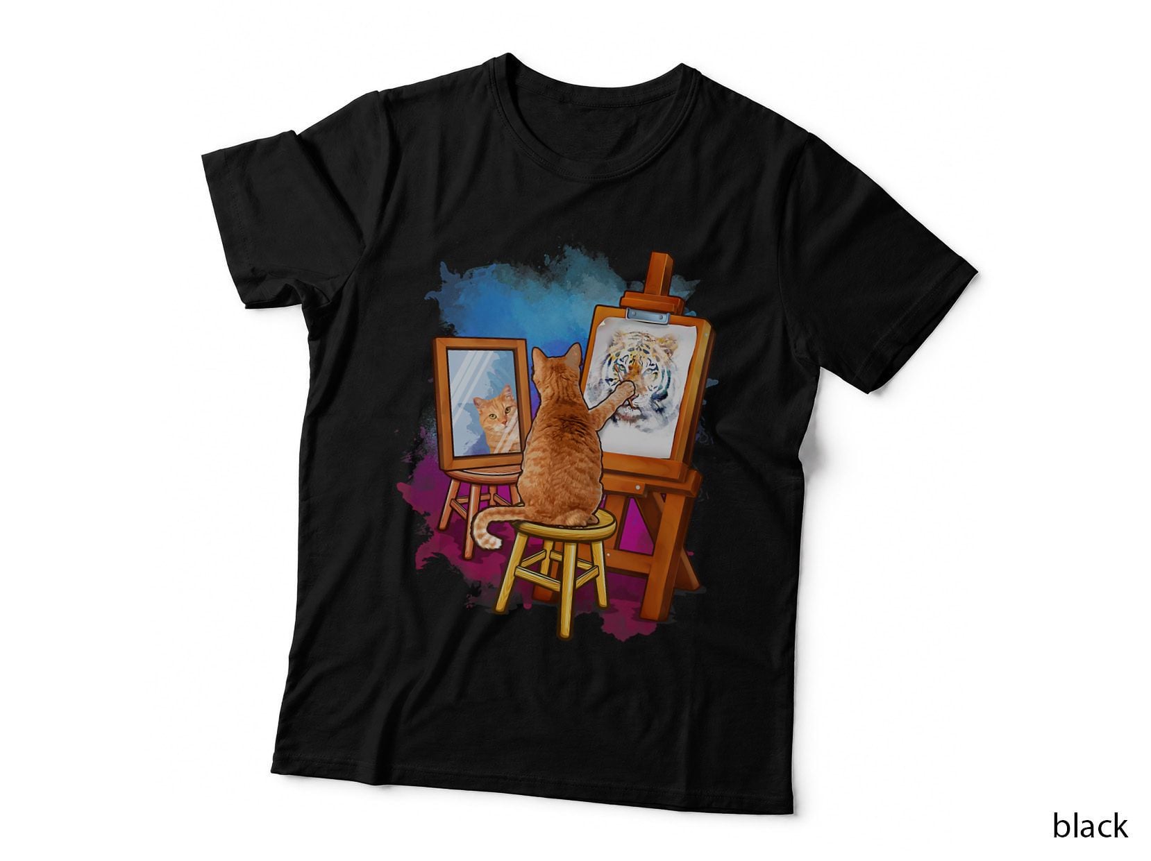 Cat Painting Lion Artistic Animals Lover Graphic Novelty, Pet Mom T-Shirt