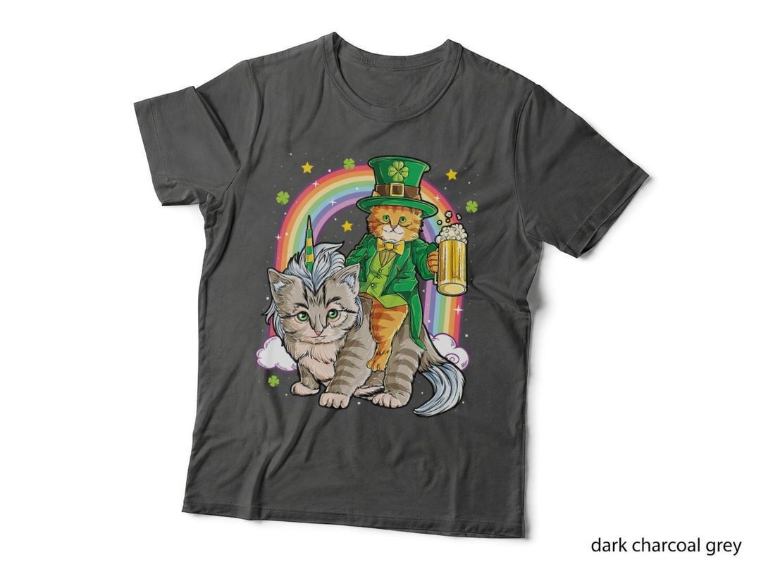 Cat St Patricks Day Leprechaun Riding Caticorn Unicorn Women T-Shirt