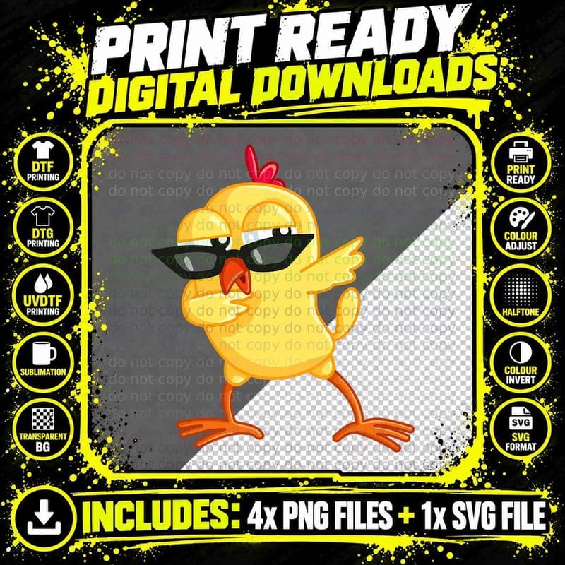 Chicken Farm Animal Boys Girls Toddler Kids Dabbing Png SVG Digital Bundle