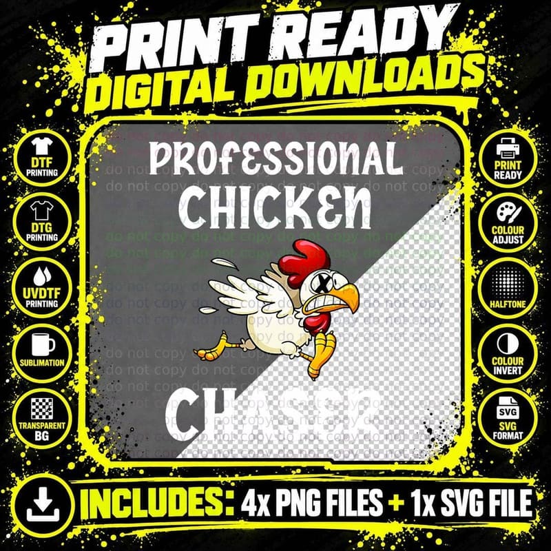 Chicken Professional Chaser Funny Farmer Chicken Farm Png SVG Digital Bundle
