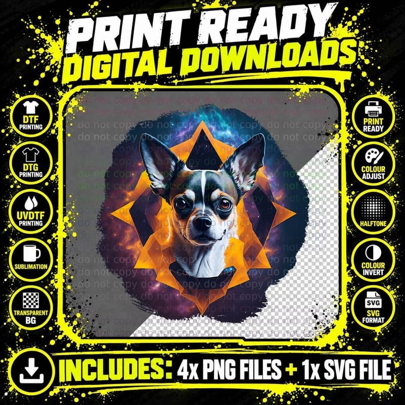 Chihuahua Funny Dog Weird Geometric Galaxy Animal T-Shirt Png SVG Digital Bundle