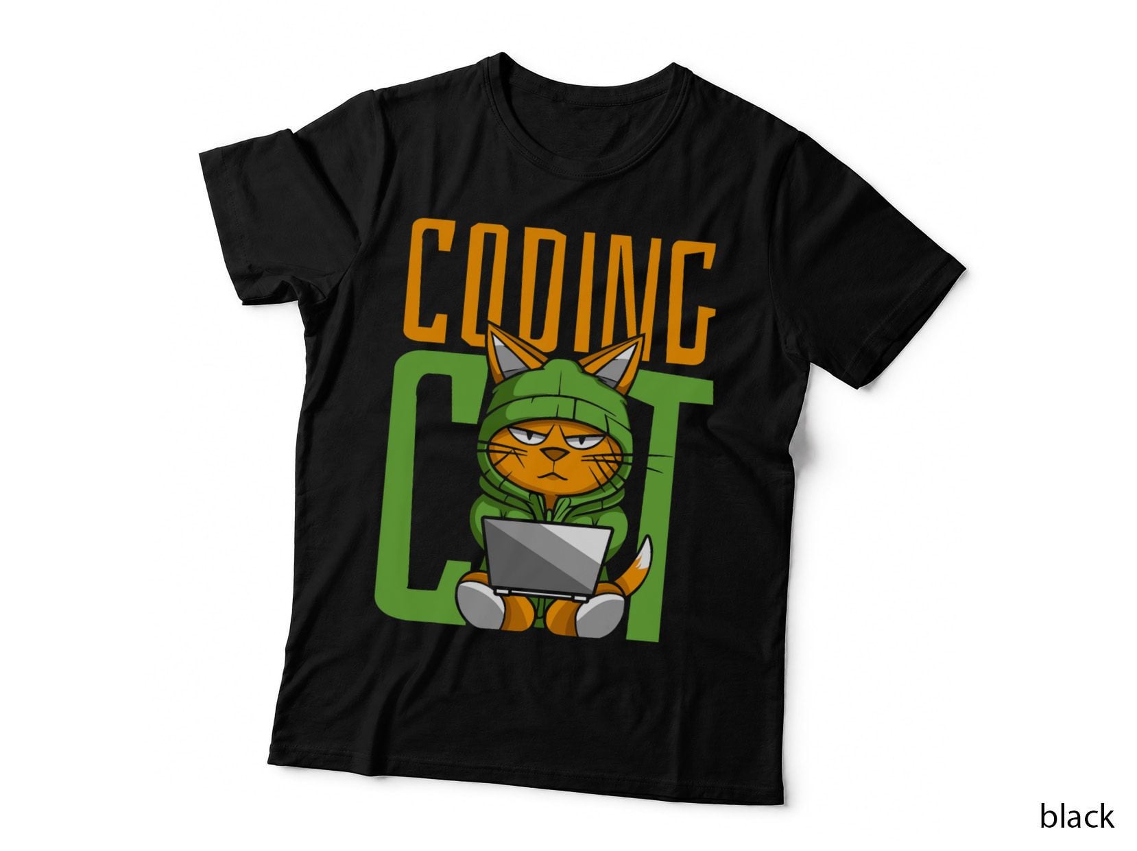 Coder Cat Software Engineer - Programmer Funny Coding T-Shirt