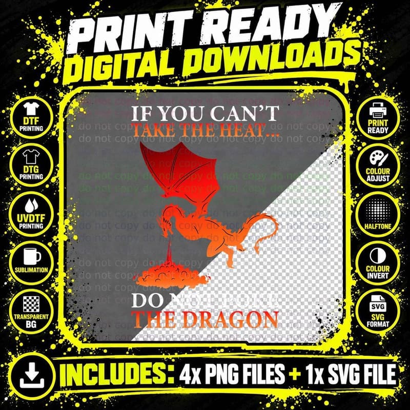 Cool Dragon Flame-Spewing Flying Mythical Creature Png SVG Digital Bundle