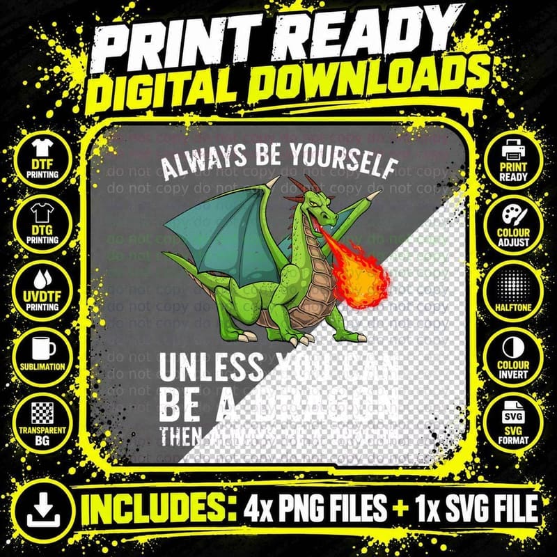 Cool Dragon for Men Women Boys Kids Mythical Dragon Png SVG Digital Bundle