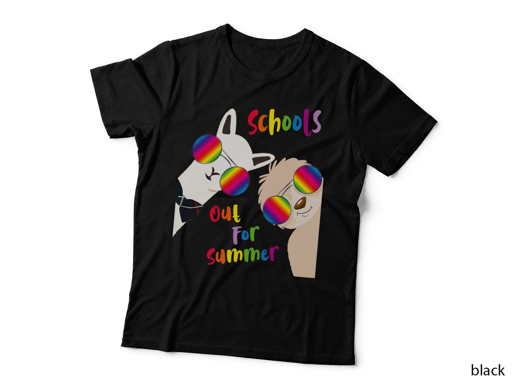 Cool Sloth & Sunglasses Llama Schools Out for Summer T-Shirt
