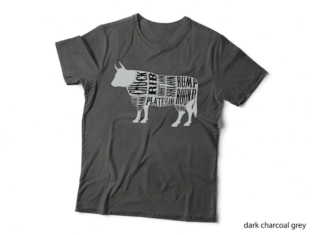 Country Butcher Cut Chart Bull Cow Beef Meat T-Shirt - Large