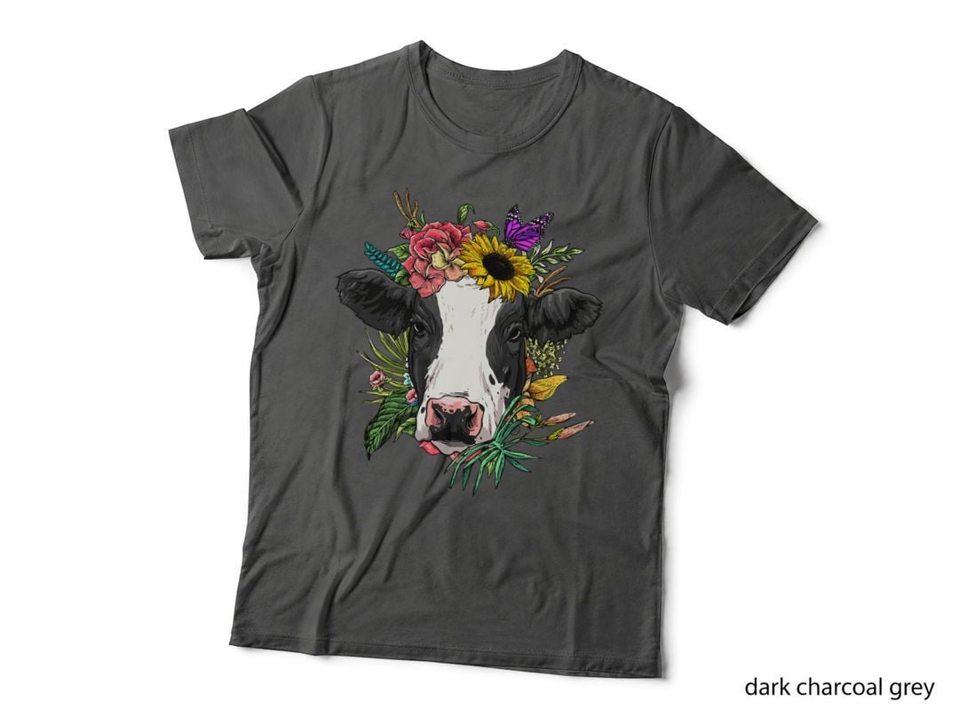 Cow Shirt Floral Cow Head Spring Nature Cow Lovers Farmer T-Shirt