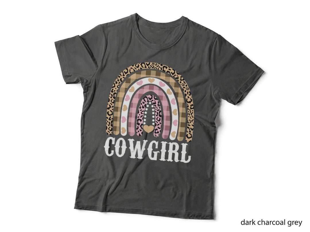Cowgirl Outfit Women Cowboy Rainbow Leopard Western Cow Girl T-Shirt