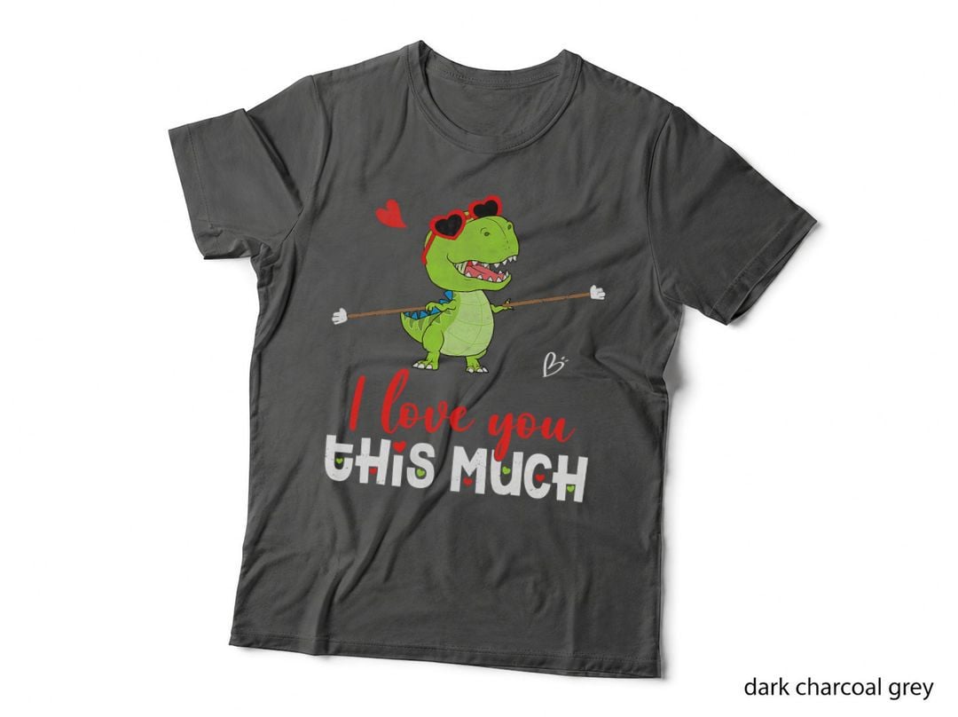 Cute Dinosaur I Love You This Much Valentines Day Trex T-Shirt