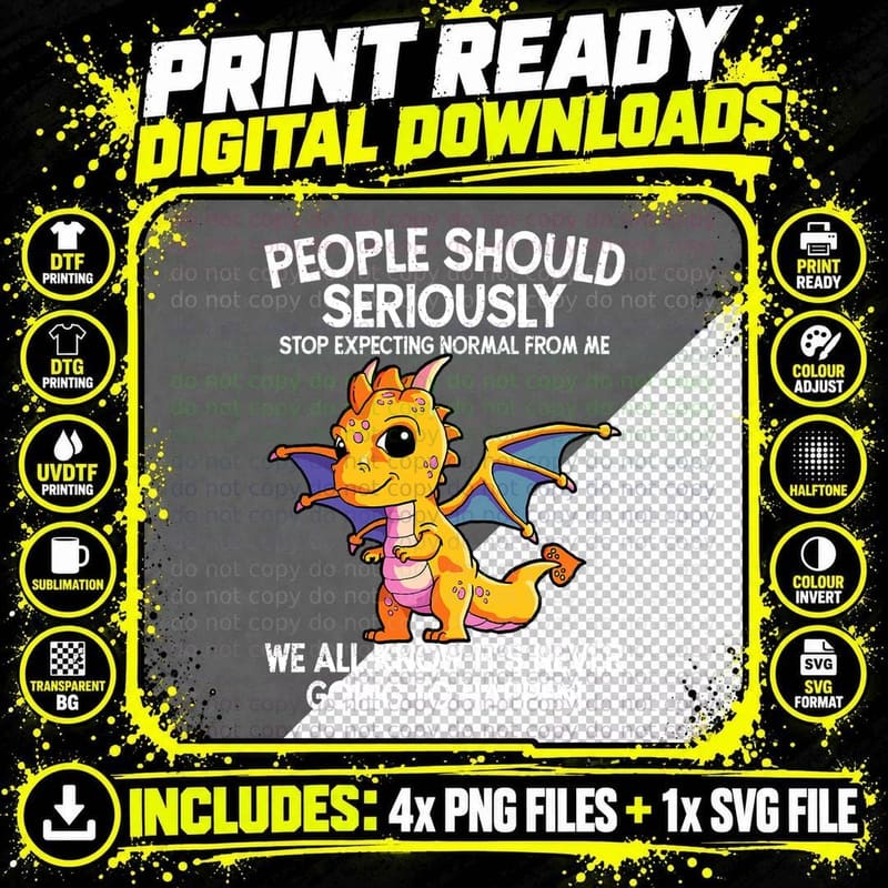 Cute Dragon Seriously Dragon for Women and Girls T-Shirt Png SVG Digital Bundle
