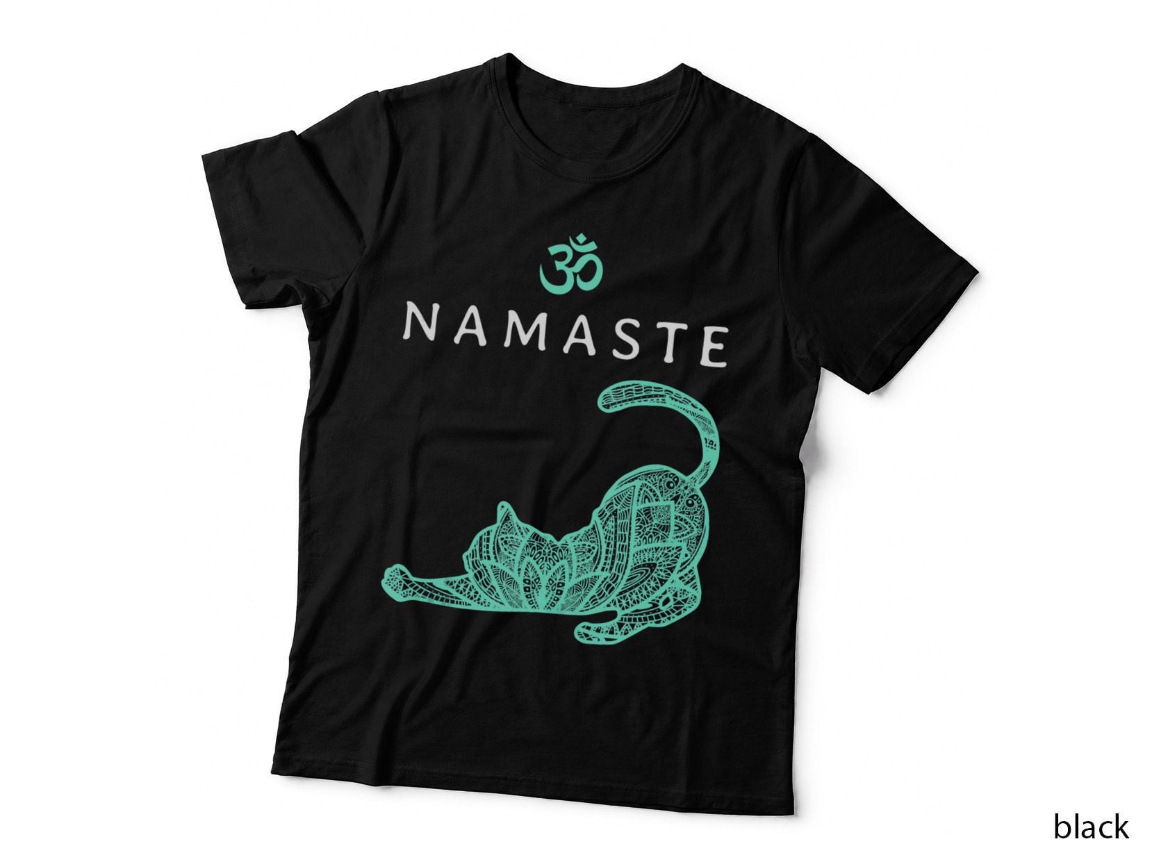 Cute Namaste Cat in Yoga Pose Om Symbol Men Women Gift, Dog Retro T-Shirt