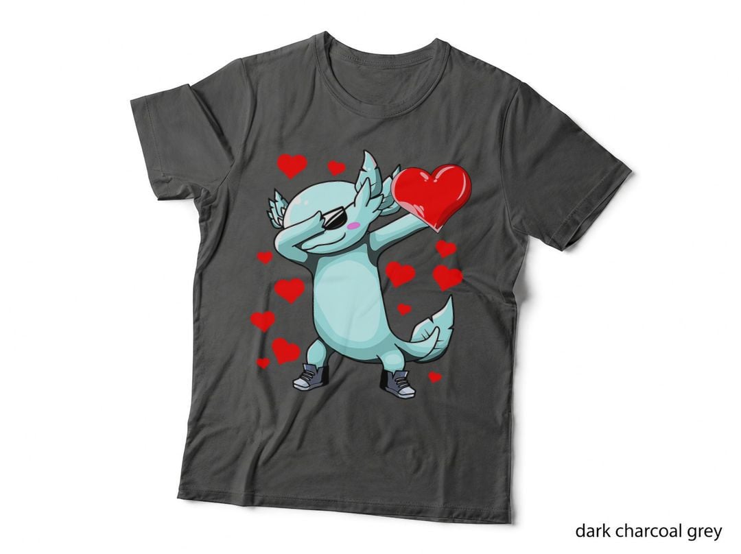 Dabbing Axolotl Heart Valentines Day as Girls Boys Kids T-Shirt