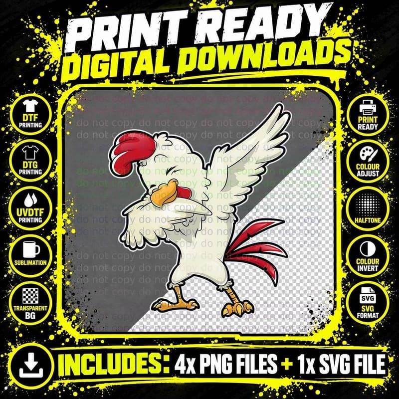 Dabbing Chicken Farmer Farm Boys Girls Dab Funny Farming Png SVG Digital Bundle