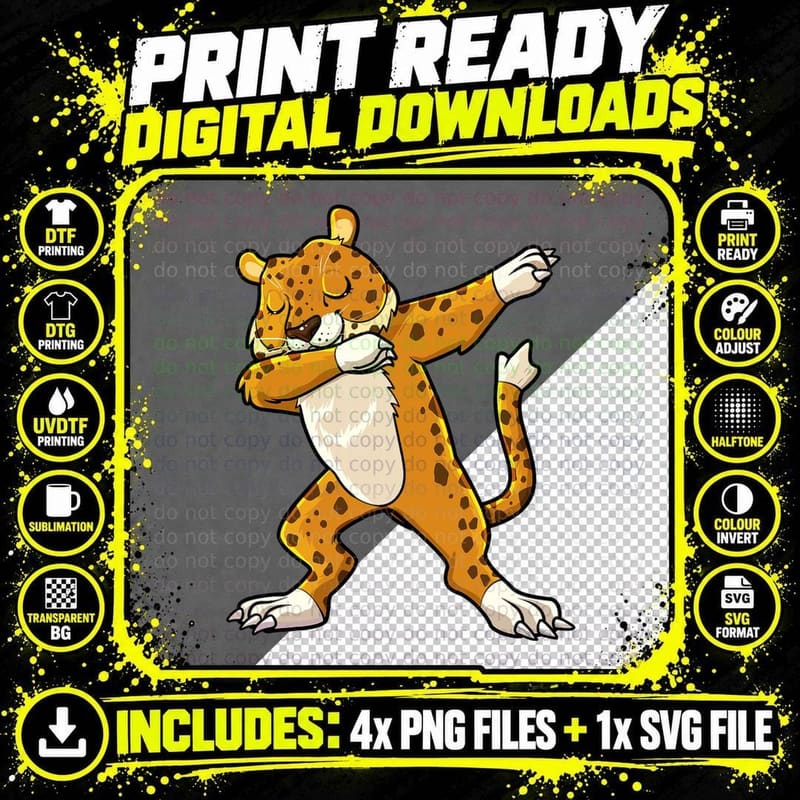 Dabbing Jaguar Safari Animal Cat Lover Men Women Kids Png SVG Digital Bundle