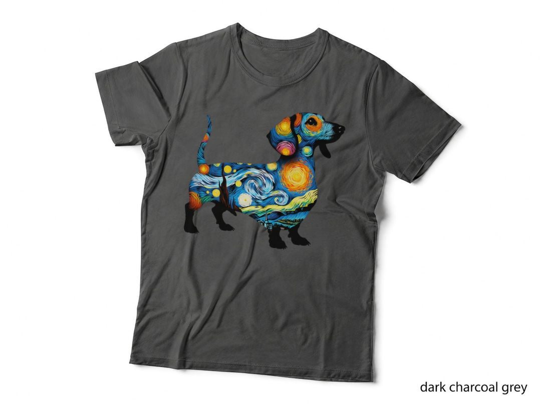 Dachshund Starry Night Painting Van Gogh Dog Dad Dog Mom T-Shirt