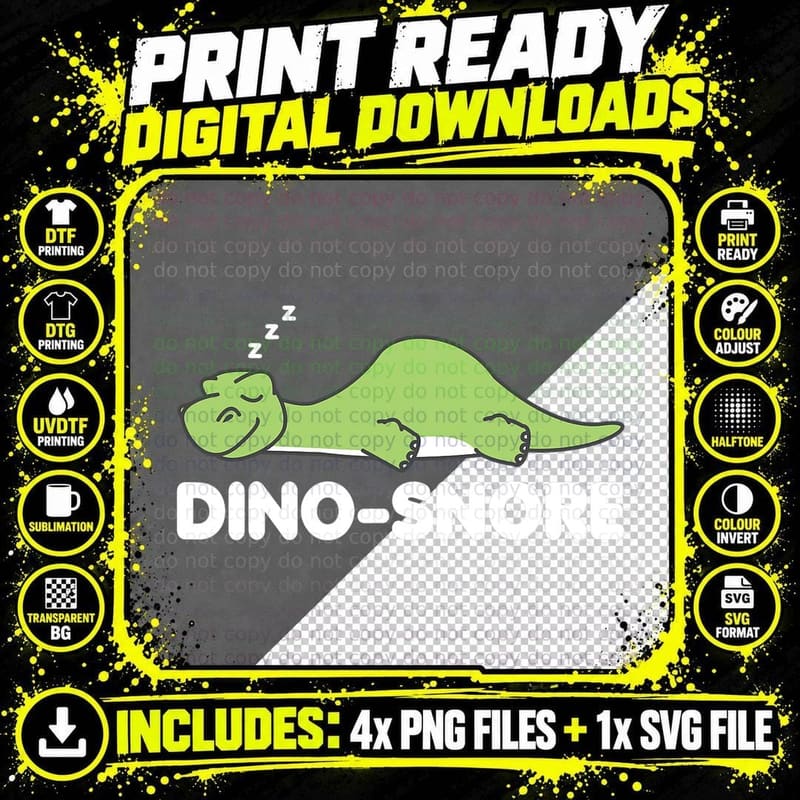 Dino Snore Pajamas Dinosaur T-Shirt Png SVG Digital Bundle