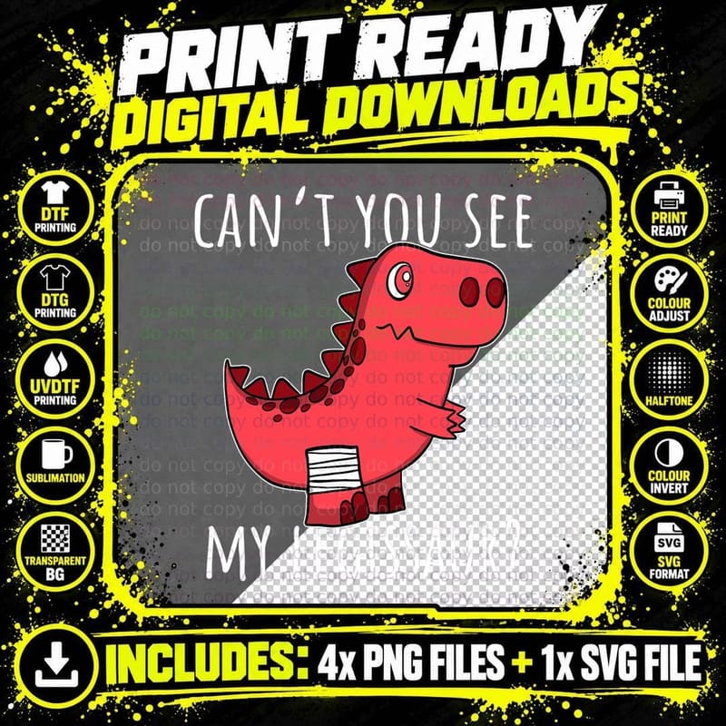 Dinosaur Broken Leg Get Well Soon for Girls Leg Injury Png SVG Digital Bundle
