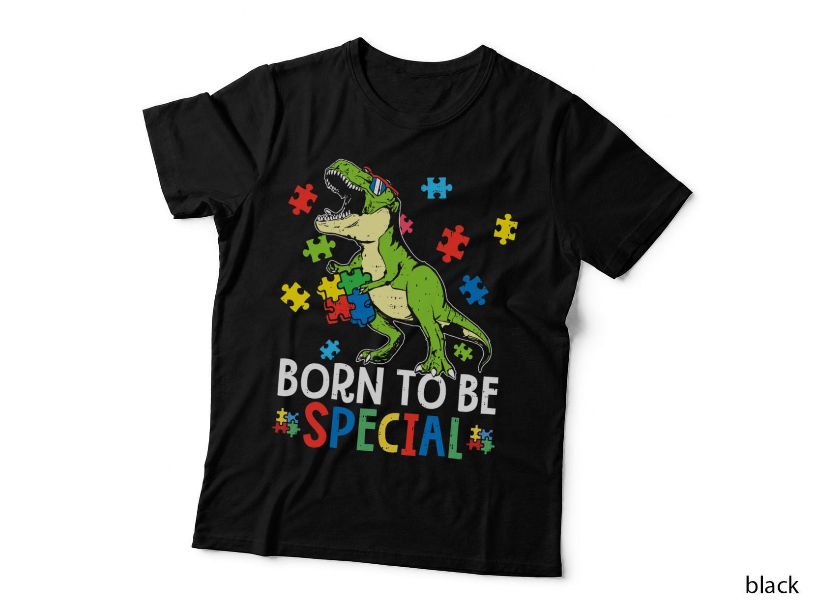 Dinosaur T Rex Born to Be Special Dino Autism Toddler Boys T-Shirt