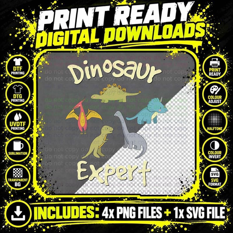 Dinosaur T-Shirt for Kids - Dinosaur Expert T-Shirt Png SVG Digital Bundle