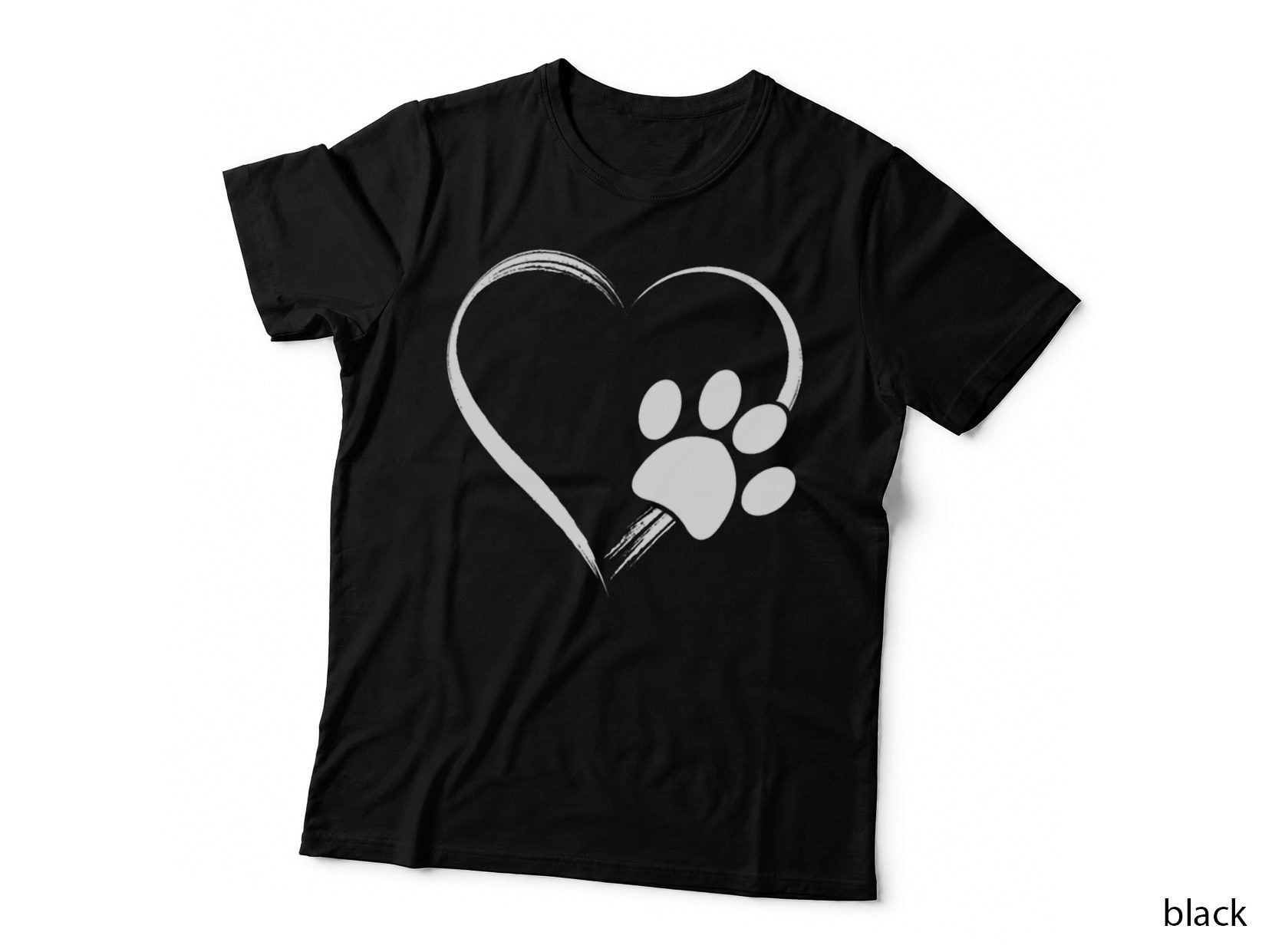 Dog Paw Print Heart T-Shirt - Gift for Mom - Gift for Dad T-Shirt