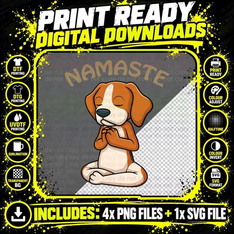 Dog Yoga Shirt Funny Puppy Lovers Yoga Gift Namaste Dogs Png SVG Digital Bundle