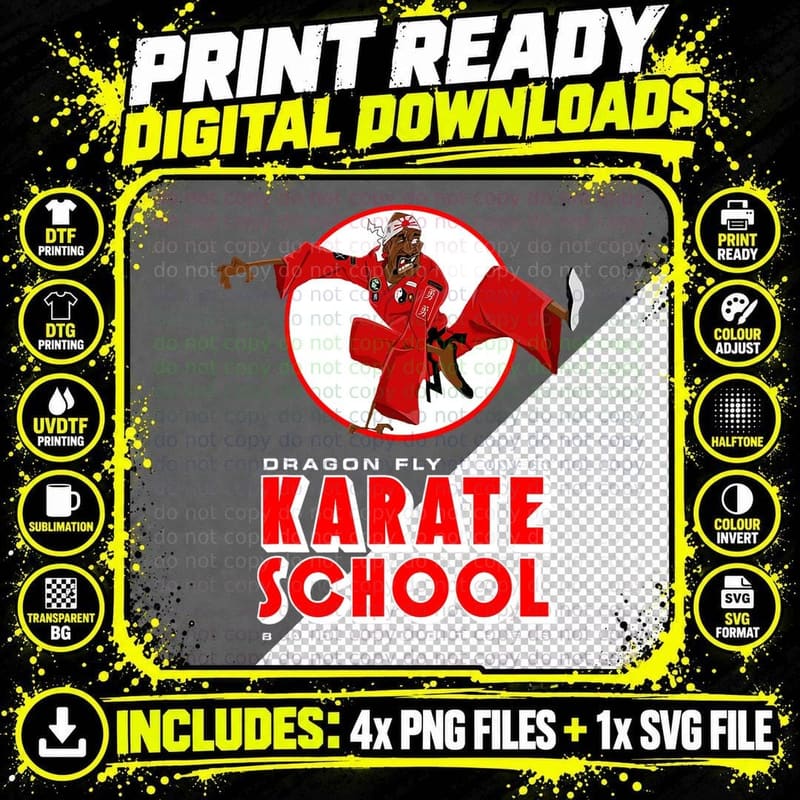Dragon Fly Jones' Karate School T-Shirt Png SVG Digital Bundle