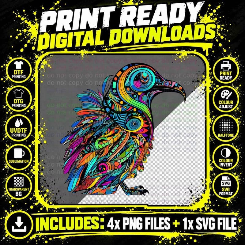 EDM Music Party Bird Summer Rave T-Shirt Png SVG Digital Bundle