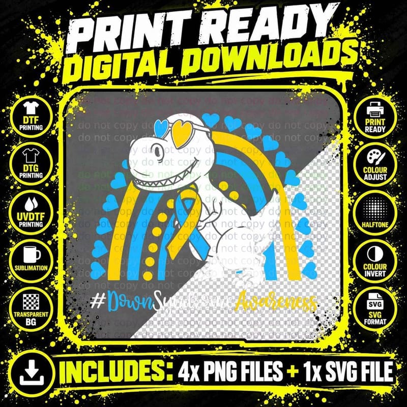Extra Chromosome T-Rex Dinosaur Shirt Png SVG Digital Bundle