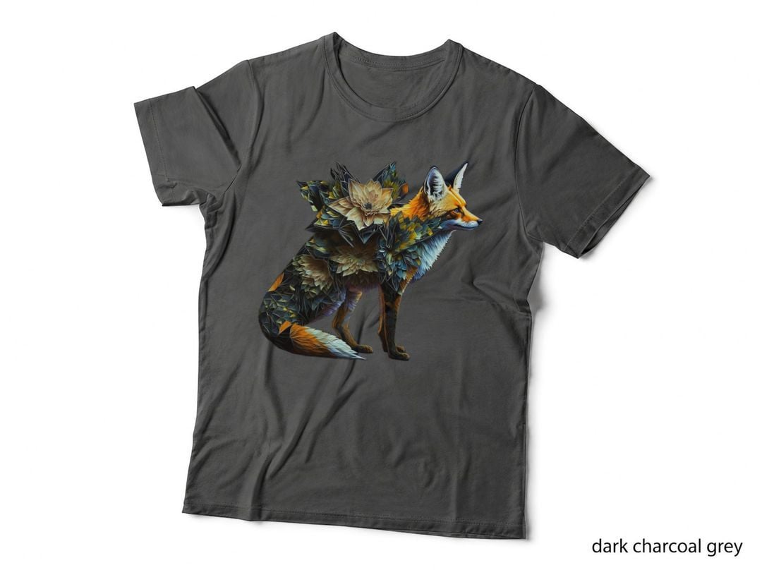 Fox Fantasy Flowers Art Abstract Animal Fox T-Shirt