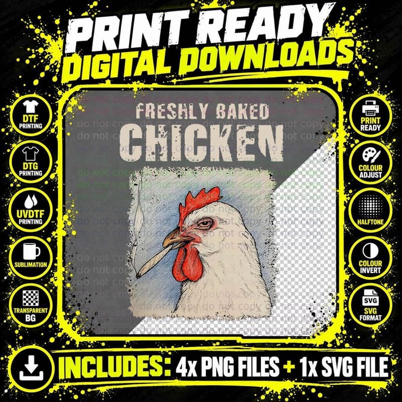 Freshly Baked Chicken Funny Chicken Farm Lover T-Shirt Png SVG Digital Bundle