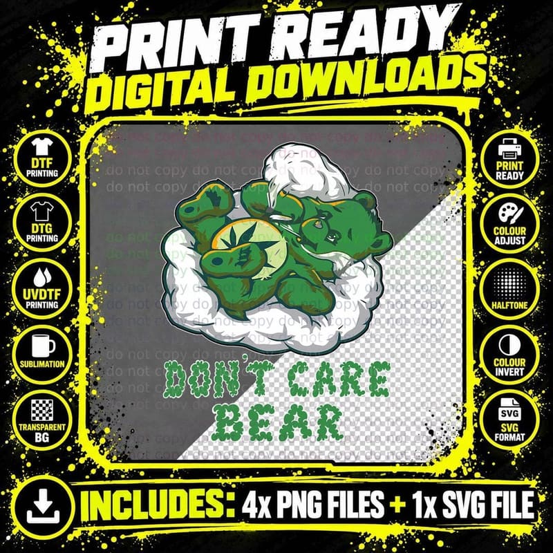 Funny Bear Smoking Weed Cannabis Marijuana 420 Stoner Png SVG Digital Bundle