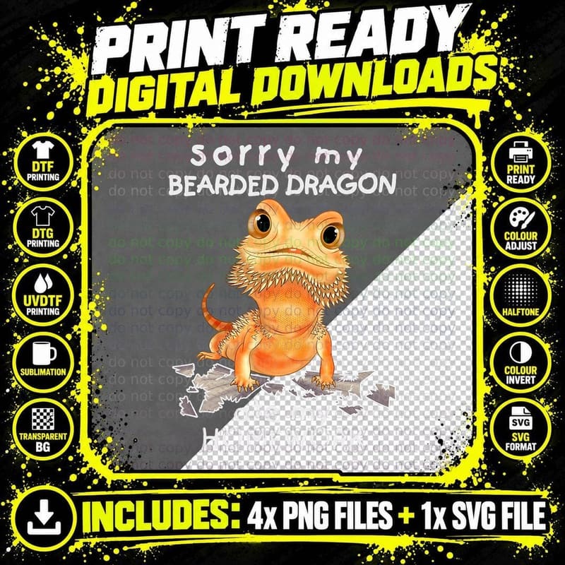 Funny Bearded Dragon Cute Lizard Beardie Ate My Homework Png SVG Digital Bundle