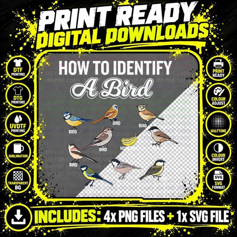 Funny Bird Watcher How to Identify a Bird Unique Birder Png SVG Digital Bundle