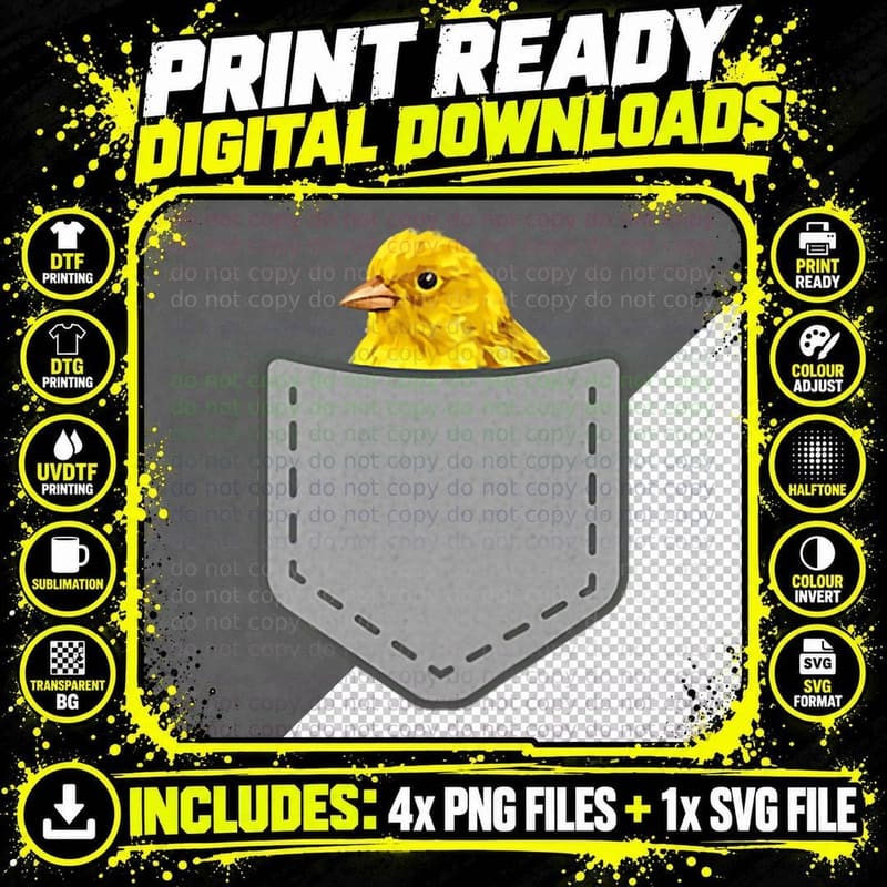 Funny Canary Bird in Your Pocket, Lover Gift Pet Mom Dad Png SVG Digital Bundle