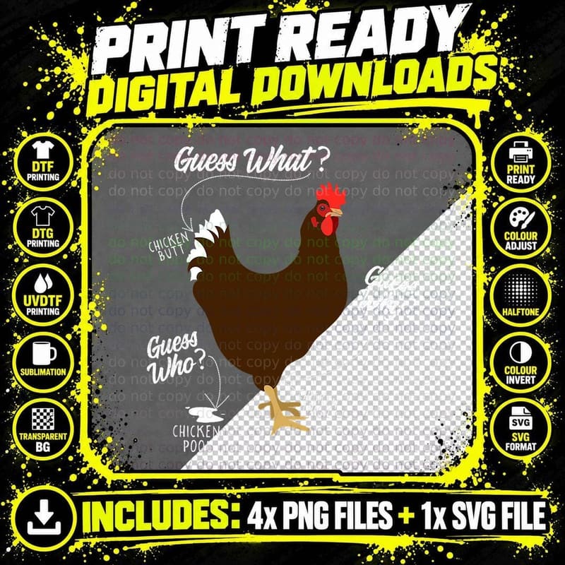 Funny Chicken Butt, Guess Why Farm T-Shirt Png SVG Digital Bundle