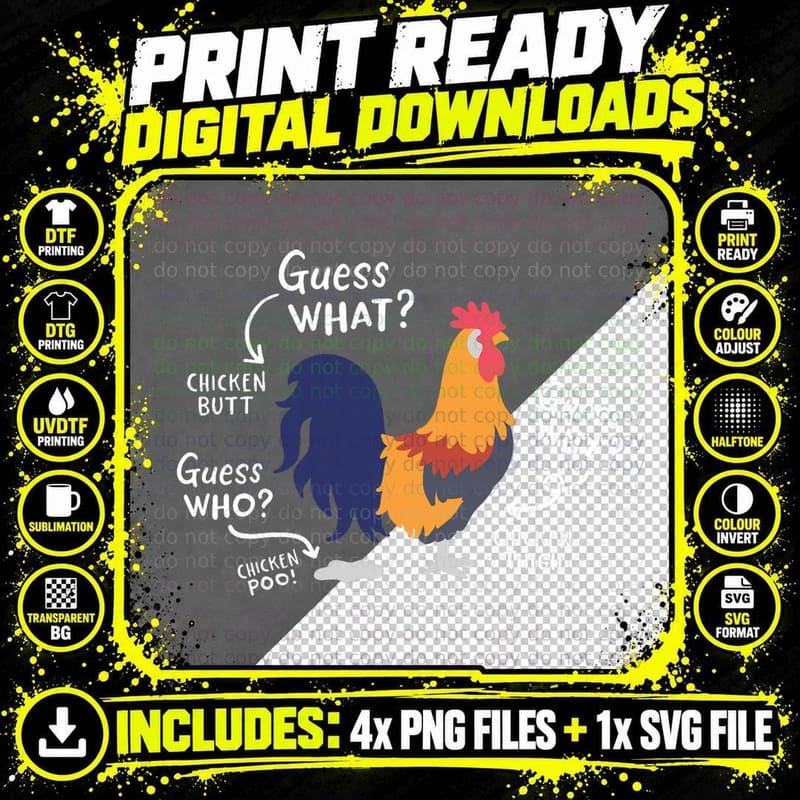 Funny Chicken Joke Guess Why Farm T-Shirt Png SVG Digital Bundle