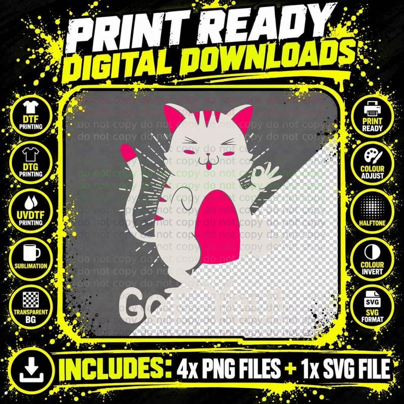 Funny Circle Game Meme Cat Got You! T-Shirt Png SVG Digital Bundle