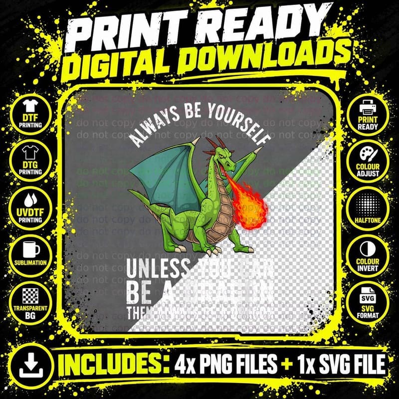 Funny Dragon Design for Men Women Kids Fantasy Dragon Png SVG Digital Bundle